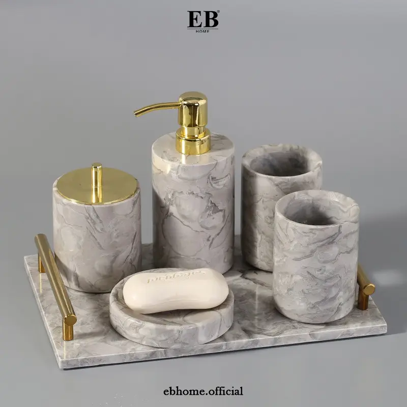 Perlengkapan Kamar Mandi Set / Luxury Marble Bathroom EB HOME 85/3 ...