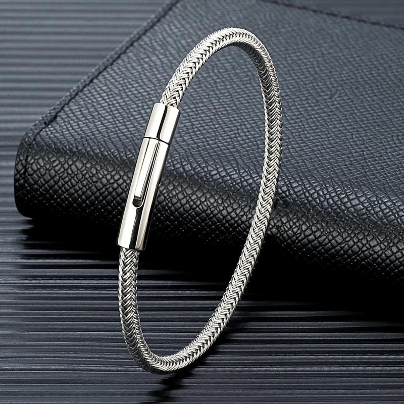 Product Introduction of Simple Style Men Jewelry Non-fading Steel Wire Rope Bracelet Classic Cuff Charm Bracelet for Men Male Gifts 10