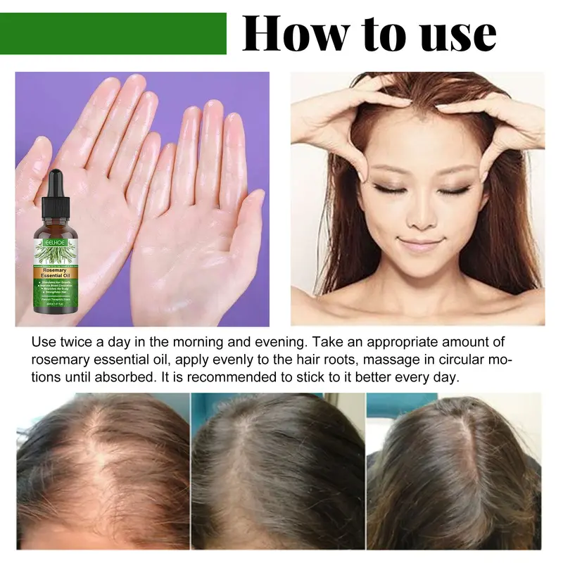EELHOE Rosemary Moisturizing Hair Care Essential Oil, Prevent Hair Breakage Nourish Scalp Hair Growth Hair Care Essential Oil 5