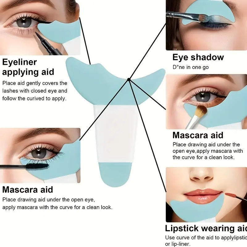 Silicone Eye Makeup Aids - Multifunctional Eye Black Shield, Eye Shadow Applicator, Reusable Eyeliner Pad Template, For Quick And Easy Eye Makeup - Simple Eyeliner Painting Is Tasteless