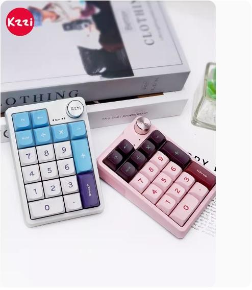 Bàn phím cơ số Numpad KZZI K20 không dây 3mode mạch xuôi led RGB núm xoay nhỏ gọn cao cấp