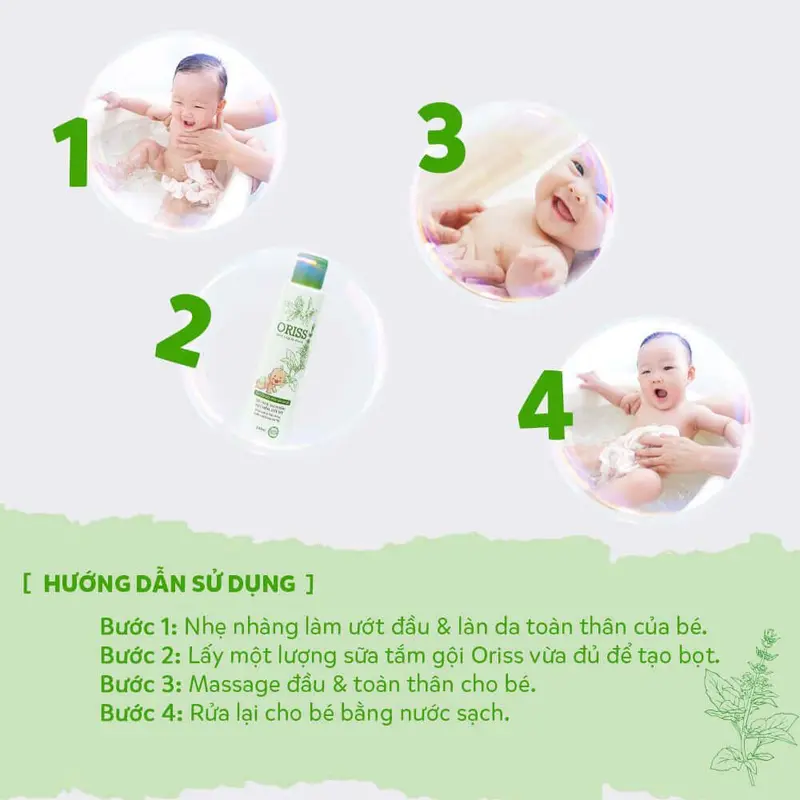 Sữa tắm gội rôm sảy Oriss chiết xuất trầu không dịu nhẹ không cay mắt dùng được cho trẻ sơ sinh - ORIBE, Chai 150ml Cho Bé 4