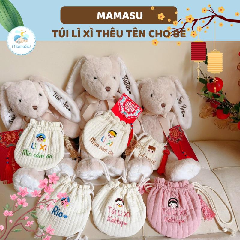 (THÊU TÊN) Túi đựng lì xì, túi đeo chéo thêu tên theo yêu cầu cho bé phong cách Hàn Quốc đi chơi Tết 2024 Balo
