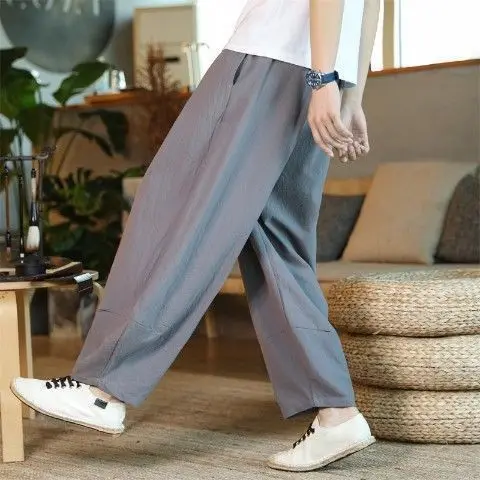 Quần Vải Lanh, Dành Cho Nam Giới, Phong Cách Trung Quốc Dáng Rộng Rãi, Ngoại Cỡ, Quần Ống Rộng, Đáy Quần Lớn, Quần Harem Đèn Lồng, Thường Ngày Và Thoáng Khí, Thích Hợp Cho Mùa Xuân Và Mùa Hè 7