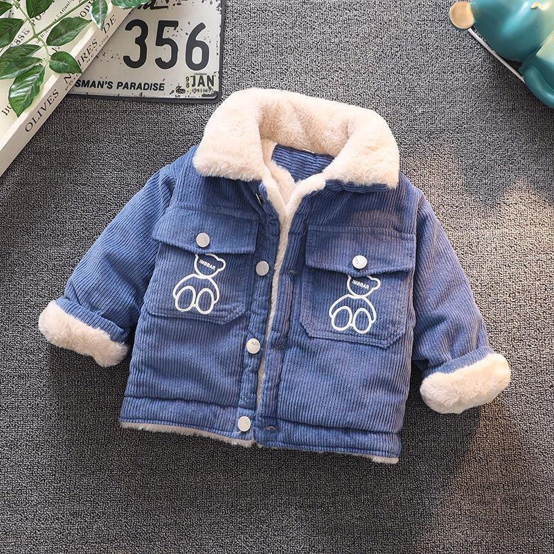 Áo khoác trẻ em Gấu, áo khoác Lót Lông cho bé trai bé gái Moon House hàng cao cấp mặc mùa đông siêu ấm Jean Jacket