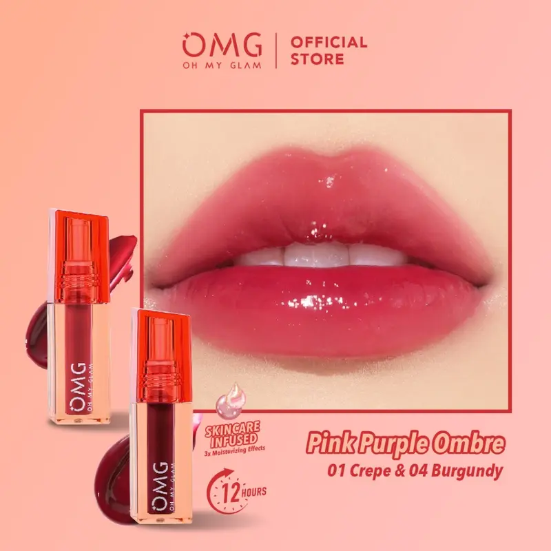 OMG OH MY GLAM Glassy Lip Tint 2g - Lip Tint Warna Intense Tahan 12 Jam 4