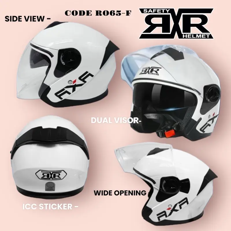 RXR HELMET HALF FACE DUAL VISOR CODE R065-F UNISEX 10 COLORS
