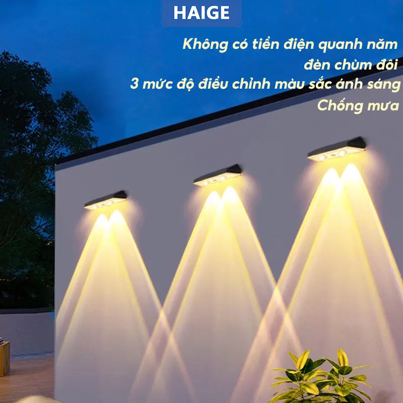 【2024 Mới】Đèn sân vườn năng lượng mặt trời,đèn tường,Khu vườn trong sân trang trí,Màu sắc đa ánh sáng,Ngăn ngừa mưa