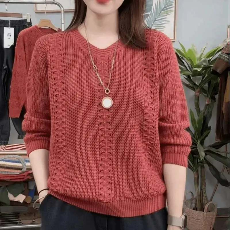 Áo Len Dệt Kim, Cổ Chữ V, Đi Lại Thường Ngày Hàng Mới Về Đầu Mùa Thu 2024, Áo Sơ Mi Cơ Sở Lớp Bên Trong Sành Điệu, Áo Chui Đầu Nữ 5