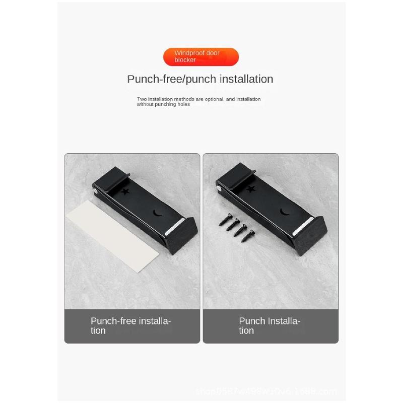 Product Introduction of New Stainless Steel Folding Door Stop Self Adhesive No Drilling Door Wedge Anti-collision Sound Dampening Door Holder Door 26