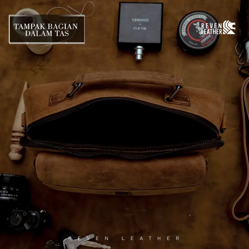 Win Leather - Bima Sling Bag Waistbag Cowok Tas Pinggang Bag, Pria Kulit Sapi Asli Slempang Original Premium Keren Terbaru 6