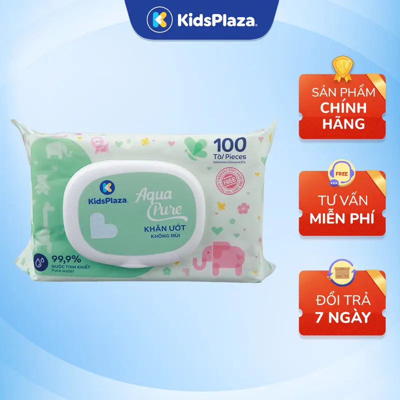 Khăn ướt tinh khiết KidsPlaza 100 tờ/ 80 tờ - An toàn, dịu nhẹ 0