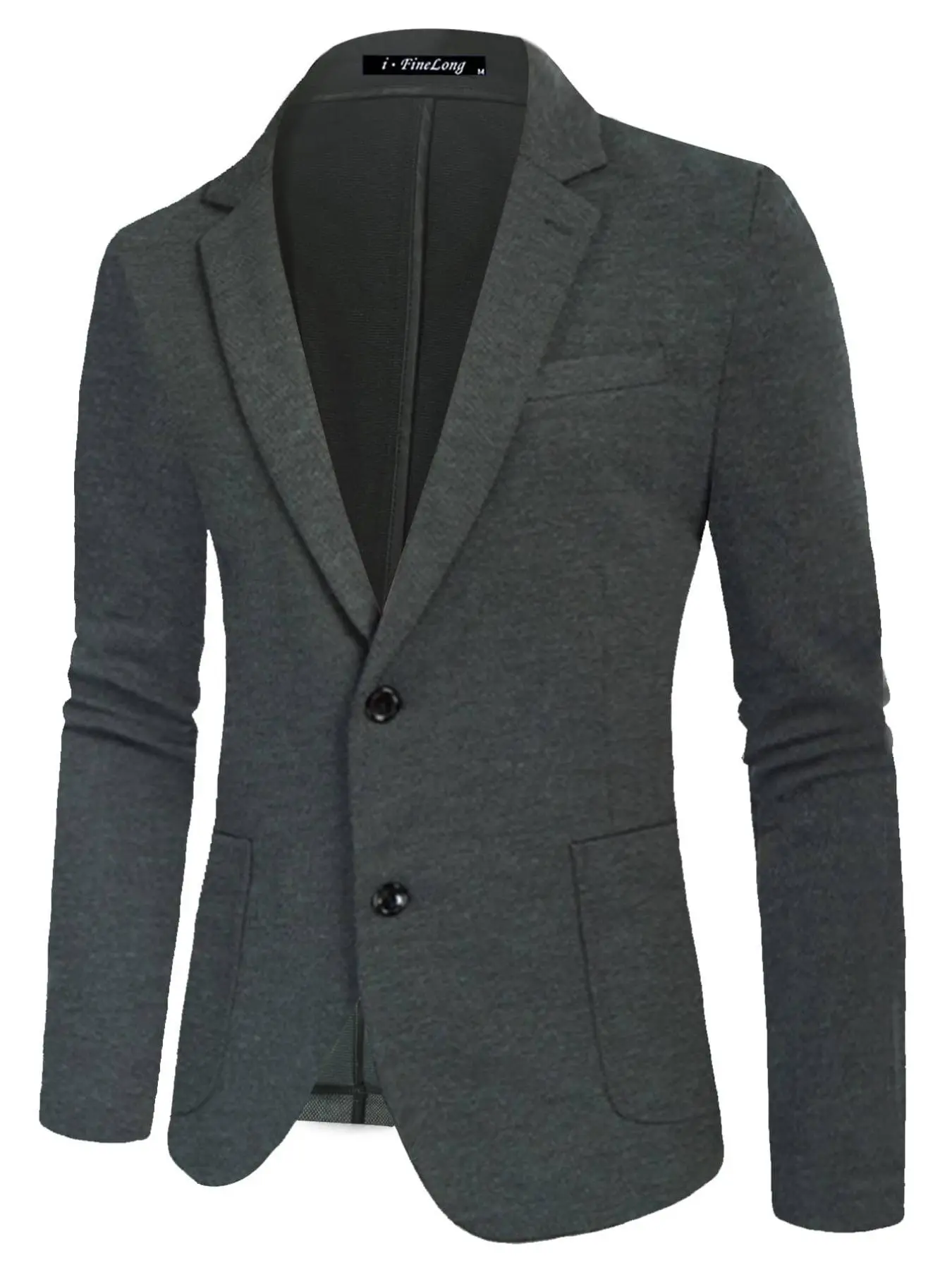 Men's Regular Fit Solid Button Front Blazer, Business Formal Long Sleeve Lapel Neck Suit Jacket For Work Office, Men's Fall & Winter Clothes