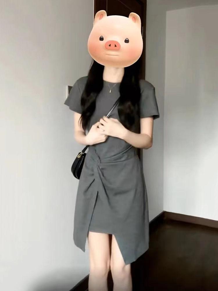Product Introduction of Váy Corseted, Phong Cách Pháp, Xám Thanh Lịch, ngắn Tay, Cổ Tròn, Thiết Kế Đặc Biệt, Dành Cho Nữ, Mùa Hè 2024 Hàng Mới Về, Tiệc Trà, Váy Women Dress 2