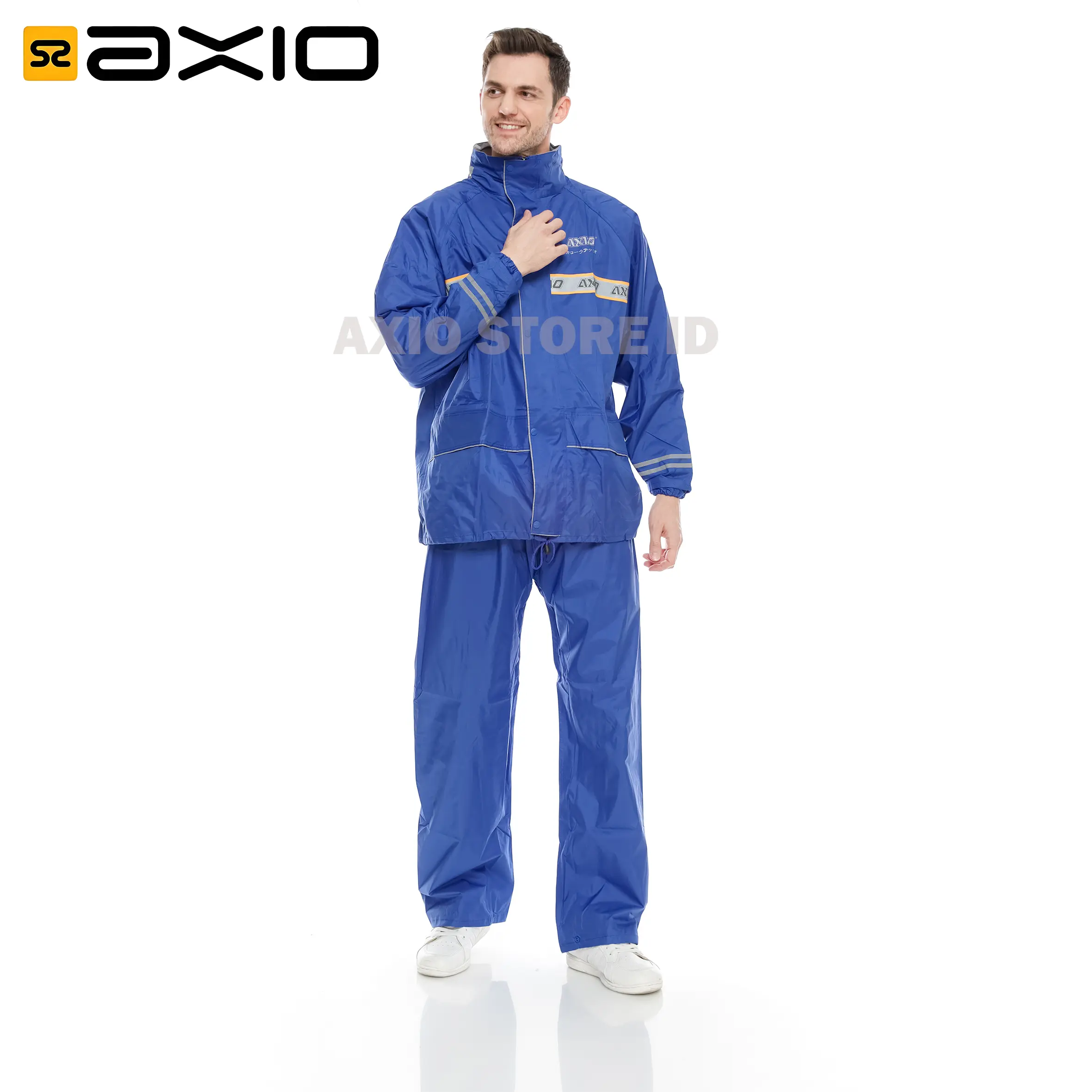 Jas Hujan Axio Biru Original Bahan Lebih Tebal Anti Bocor Waterproof