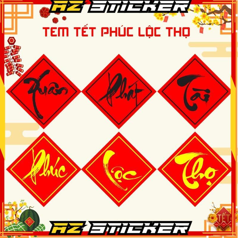 Combo 50/100 Tem Dán Trang Trí Tết Chữ XUÂN-PHÁT-TÀI-PHÚC-LỘC-THO Giỏ Qùa, Hộp Đồ Ăn, Đồ Handmade Tết -Anchi Print Decal