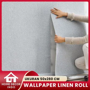 Home Decor - Wallpaper foam Linen Roll Wallpaper Dinding form Dekorasi Kamar Kelas atas