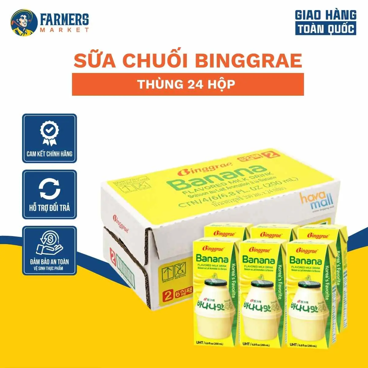 [ THÙNG 24 HỘP ] Sữa chuối Binggrae 200ml/Hộp