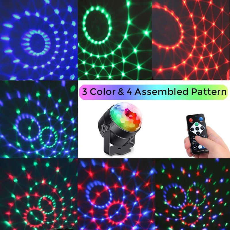 Product Introduction of 1/2PCS Disco Ball Party Lights LED RGB Sound Activated Stage Rotating Projector Lamp Christmas Gift Wedding Party Club Laser Show Lamps 6