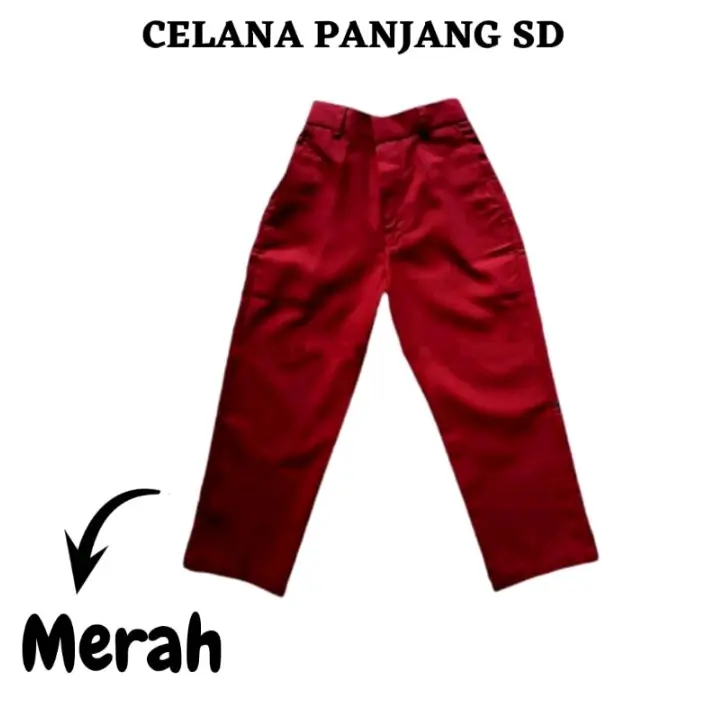seragam sekolah celana pajang sd&mi merah putih coklat hitam hijau 1
