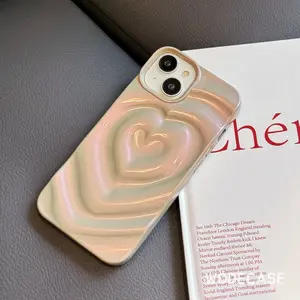 Heart Textured Case - Casing Bentuk Hati Warna Blush, Hitam, Krem, Silver untuk Iphon 11 sampai 14 Pro Max