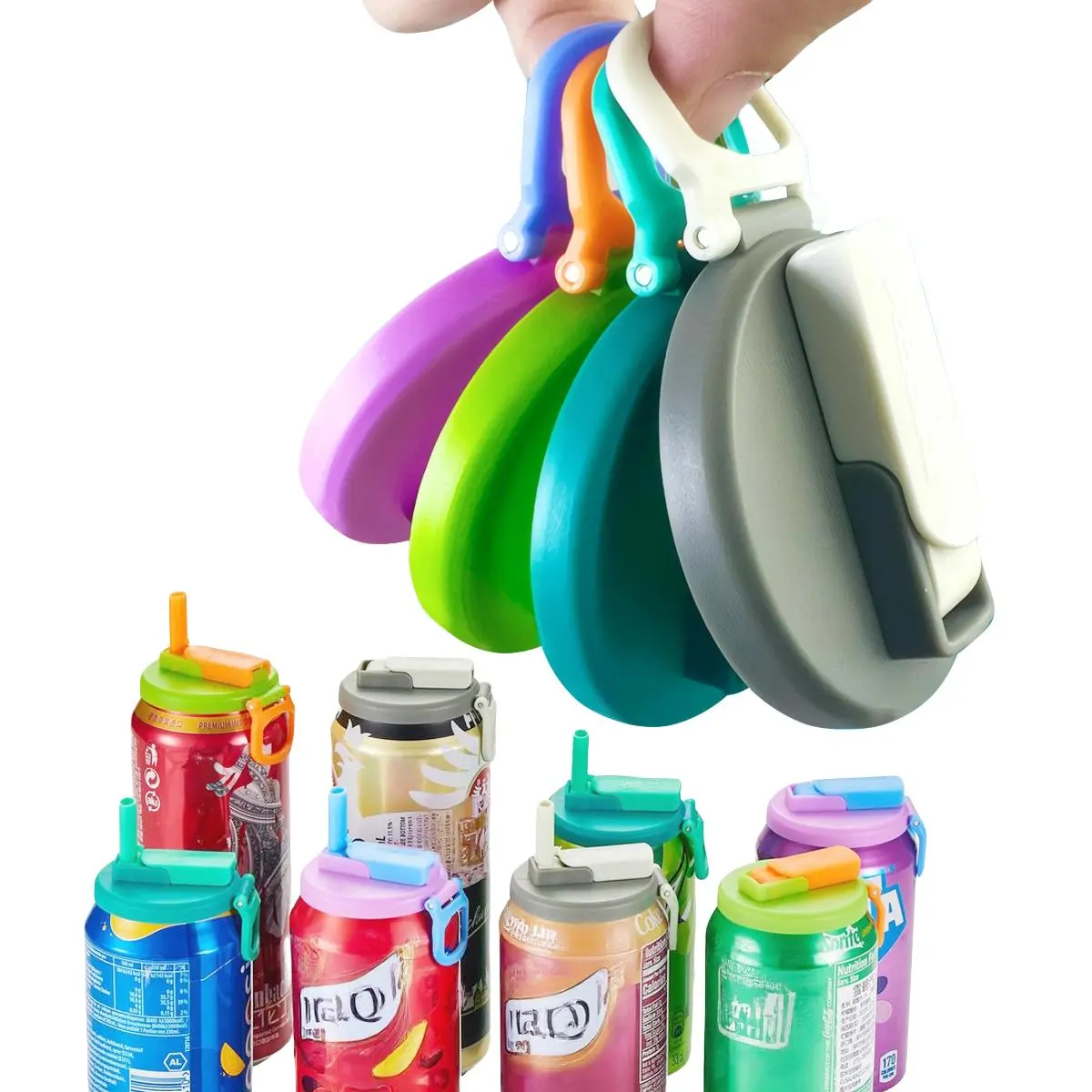 Random Color Can Lid with Silicone Straw, 1 Count/4 Counts Reusable Can Cover with Straw, Drinkware Accessories for Home Kitchen Outdoor Travel