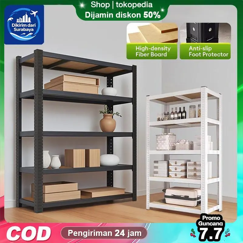Elite Wood Rak Besi Serbaguna Siku 5 Susun 120x40x180CM Putih untuk ...
