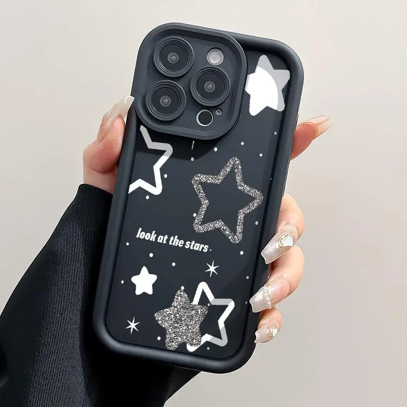 Casing untuk VIVO Y17 X50 Lite Y01 Y02 Y02A Y02t Y03 Y10 Y10 T1 Y11s Y12 Y12a Y12s Y15 Y15s Y15a Y15c Y16 Y17s Y18 Y18e Y19 Y1s TPU Pro Kamera Keren Silver Star Casing Soft Cover Ponsel Silikon 3