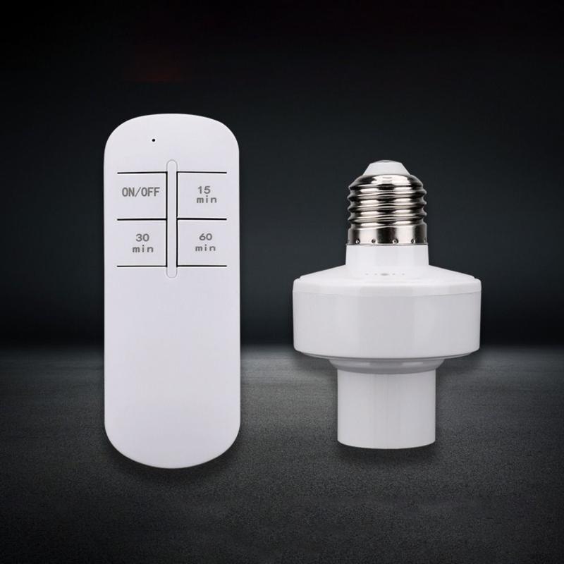 tolifeto High Quality 15/30/60 Min Timer Remote Control Lamp Holder Long Distance Potable E27 Bulb Lamp Holder Smart Wireless Light Bulb Socket Home 6