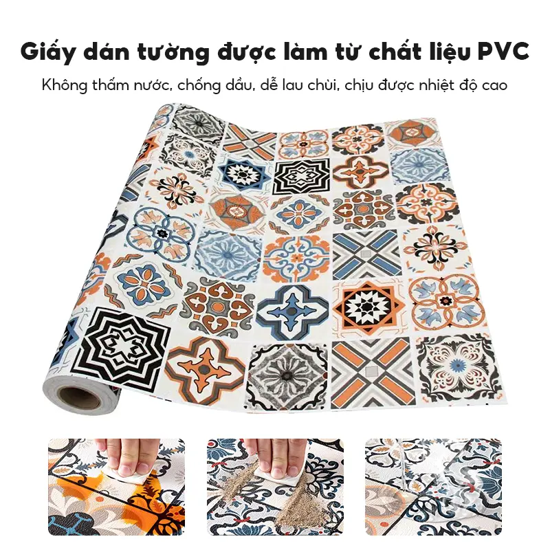 Miếng Dán Sàn Chống Thấm Nước Tự Dính Giả Thảm Giấy Dán Tường DIY Phòng Tắm Phòng Ngủ Văn Phòng Nhà Bếp Ngói 4
