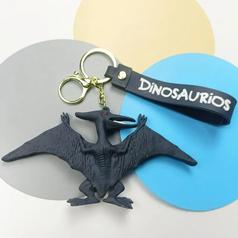 PVC Jurassic Dinosaur Keychain Pendant Tyrannosaurus Pterodactyl Bag Car Key Ring Accessory Promotion