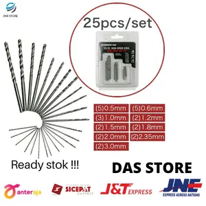 Set 10 25 pcs mata bor micro mini drill bor 0.8mm 1.0mm 1.2mm 1.5mm 1.8mm 2.0mm 2.2mm 2.5mm 2.8mm 3.0mm set komplit