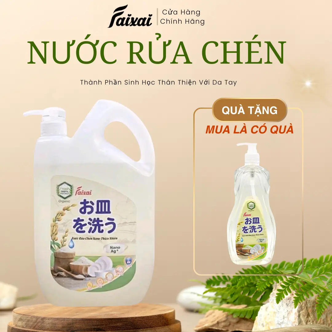 [Mua 1 Tặng 1] Nước Rửa Chén Nano Faixai Tinh Chất Cám Gạo 2L - Dành Cho Mọi Loại Chén Dĩa, Đồ Nhựa Và Thủy Tinh