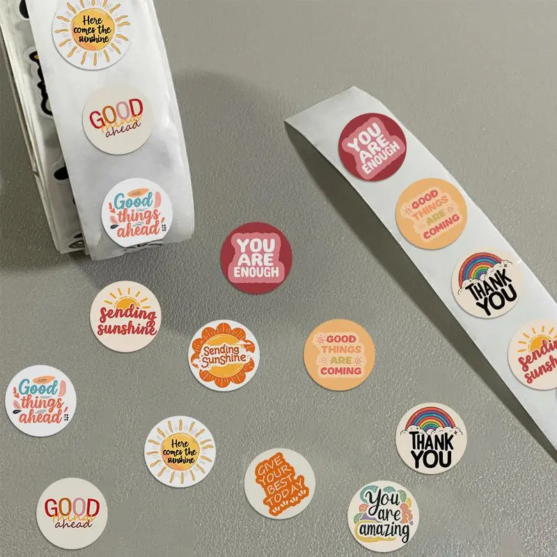 Thank You Sticker Roll, 500pcs/roll Waterproof Self Adhesive Decorative Sticker, DIY Decals for Gift Greeting Card Water Bottle Laptop Phone 3