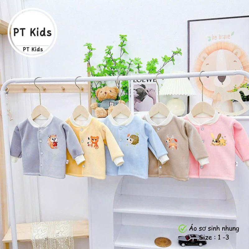 Áo khoác nhung lót lông cho bé sơ sinh, Quần áo mùa đông cho bé trai bé gái