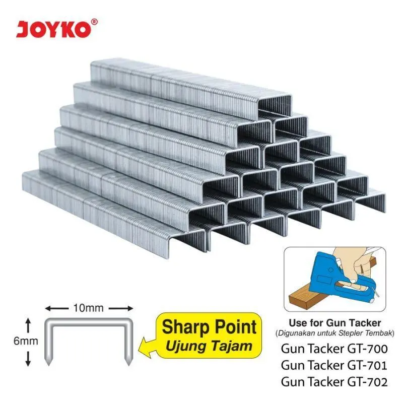 JOYKO Gun Tacker Refill Isi Staples Tembak 1008S (13/8) Dan 1006S (13/6) Isi Staples Sedang Dan Besar
