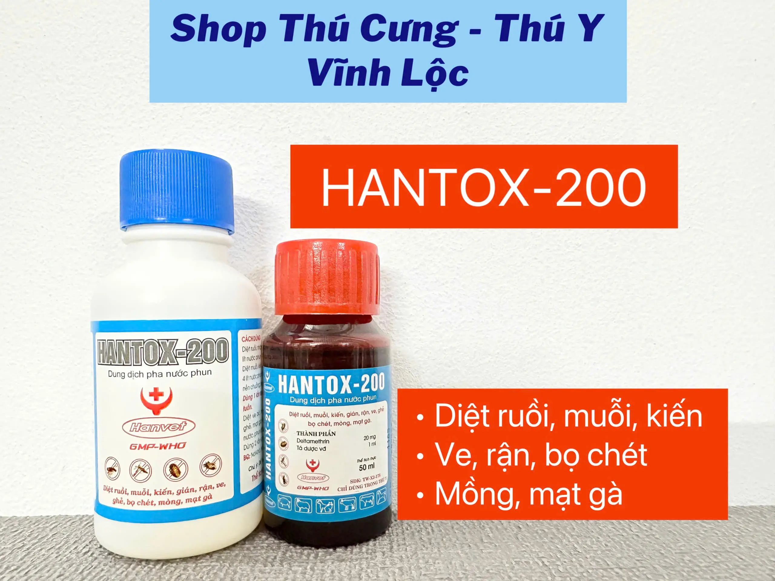 [HANTOX 200] - DUNG DỊCH PHA NƯỚC PHUN DIỆT RUỒI, MUỖI, KIẾN, GIÁN, RẬN, VE, GHẺ,  BỌ CHÉT, MÒNG, MẠT GÀ