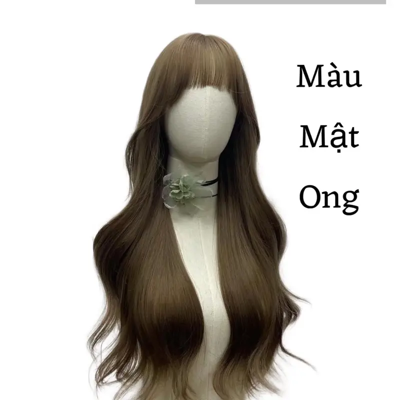 Tóc giả nữ nguyên đầu xoăn lơi 65cm ngôi ziczac ( tặng kèm lưới ) 4