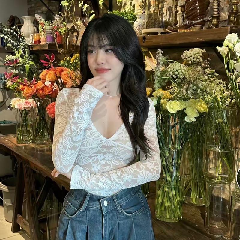 Áo ren xuyên thấu sexy  Ôm gọn Nữ . Women Top 1