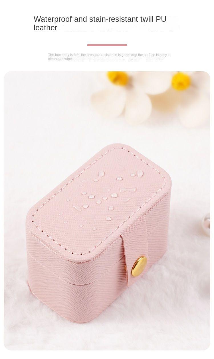 Product Introduction of Waterdrop-shaped jewelry box [Portable Storage Box] New model Leather Mini Jewelry Box Portable Travel Earrings Ear Rings Jewelry Storage Box Ring Storage Box 3