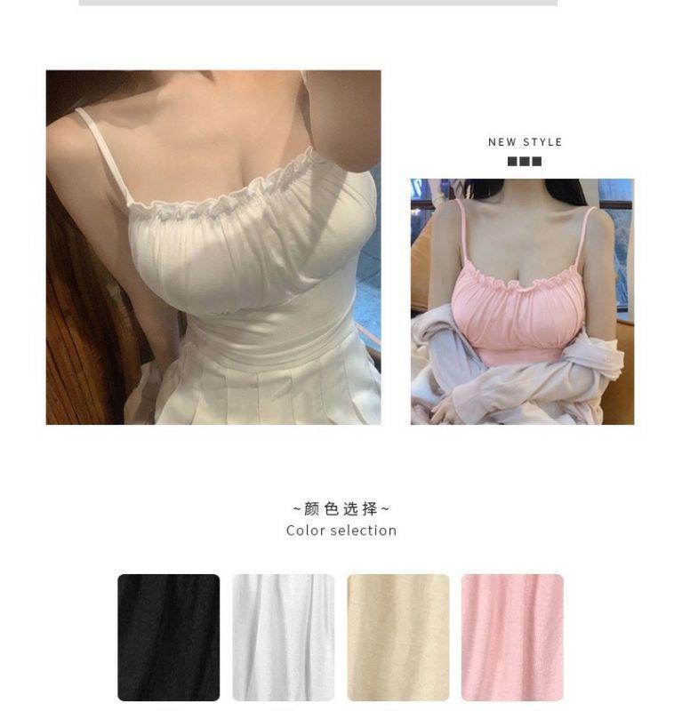 Product Introduction of Pure Hot Girl's Large Camisole with Chest Pad, Short Slim Fit Inner Bottoming Top 3