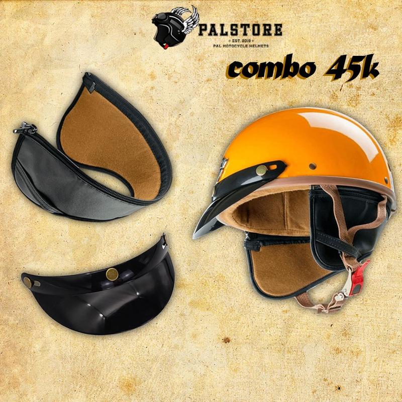 Combo lót da + lưỡi trai đen mũ bảo hiểm nửa đầu napoli harley