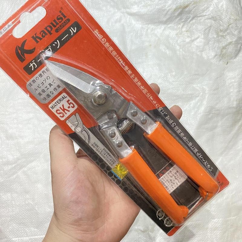 Kéo cắt cành, kéo tỉa dăm mỏ NGHIÊNG thép Nhật SK-5 Kapusi 8 inch - 200mm