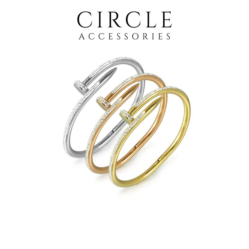 Vòng đinh titan mạ vàng 18k, mạ bạc không đen gỉ, chống nước, vòng tay thời trang đẹp mê ly