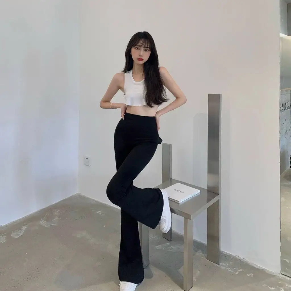{HÀNG CAO CẤP 38-79KG} Quần legging loe cạp cao 10cm chất U. MI hàn co giãn 4 chiều  Ống Loe Pants