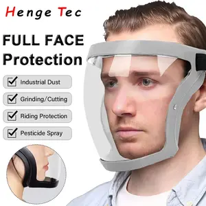 Super Protective Face Shield Anti-Fog Full Face High-Definition Protective All-Inclusive Face Protection for Adults Reusable Masker Mask Hitam Dewasa