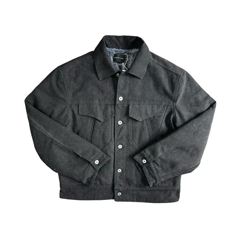 Áo khoác denim lót lông MadeExtreme B246001 Buivintage, vải dày dặn lót lông ấm áp.