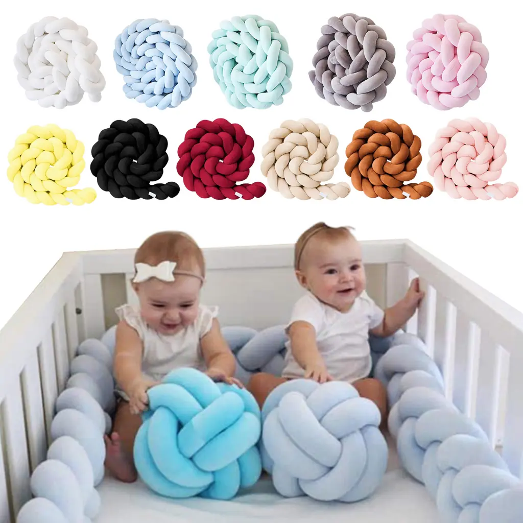 Liueach- Pillow Cushion Bedroom Accent Cushion Soft Pp Cotton Filling Decorative Cushion for Beds and Sofas Three-strand Braid Design Protects Corners Crib Braided Accessory