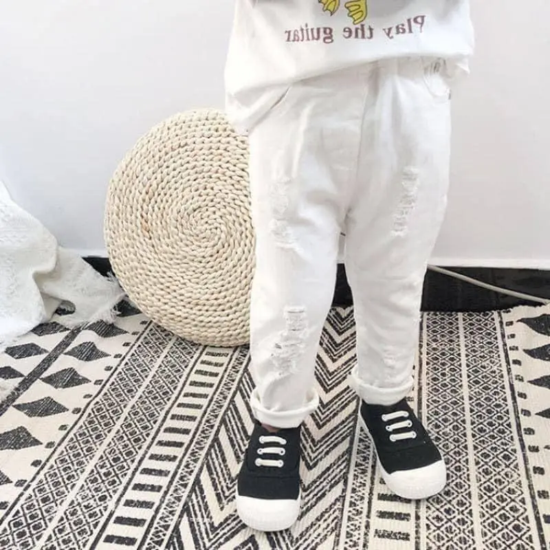 Quần dài kaki rách sành điệu cho bé trai,bé gái (8-20kg) 1