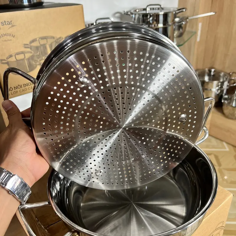 Bộ nồi + xửng inox fivestar cao cấp 4